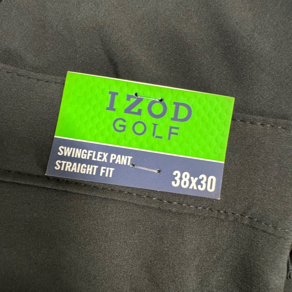 IZOD Golf Swingflex Pants Mens 38x30 Black New Straight Fit 4-Way Stretch UPF-40 - Picture 7 of 10